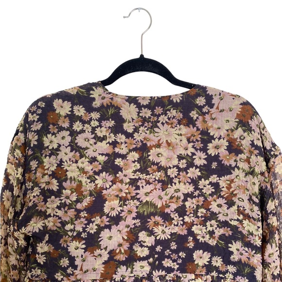 Madewell Drawstring Faux-Wrap Floral Mini Dress Size Medium - Picture 8 of 10